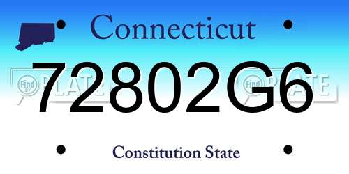 72802G6 Connecticut License Plate