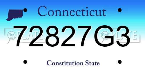 72827G3 Connecticut License Plate