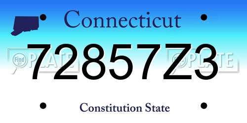 72857Z3 Connecticut License Plate