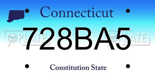 728BA5 Connecticut License Plate