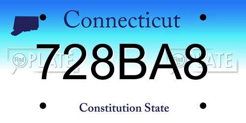728BA8 Connecticut License Plate