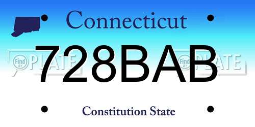 728BAB Connecticut License Plate