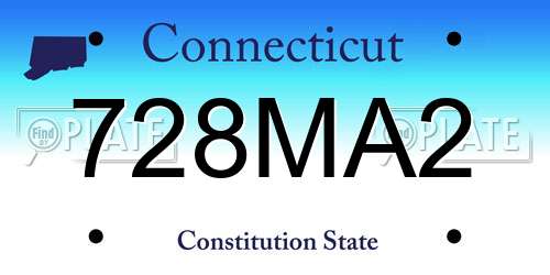 728MA2 Connecticut License Plate