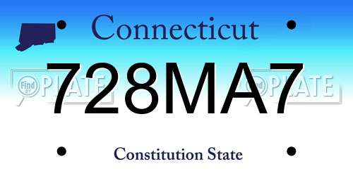 728MA7 Connecticut License Plate