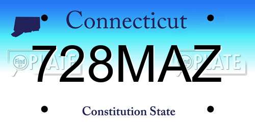728MAZ Connecticut License Plate
