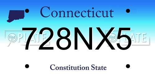 728NX5 Connecticut License Plate