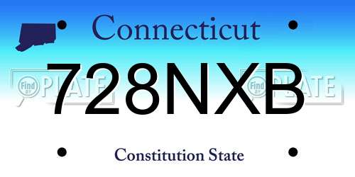 728NXB Connecticut License Plate