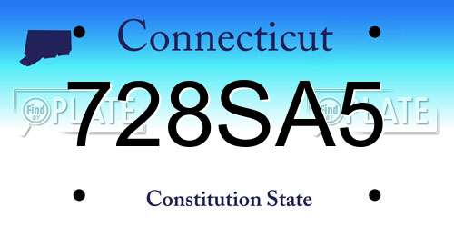 728SA5 Connecticut License Plate