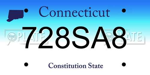 728SA8 Connecticut License Plate