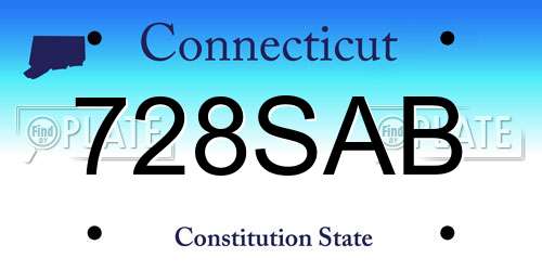 728SAB Connecticut License Plate