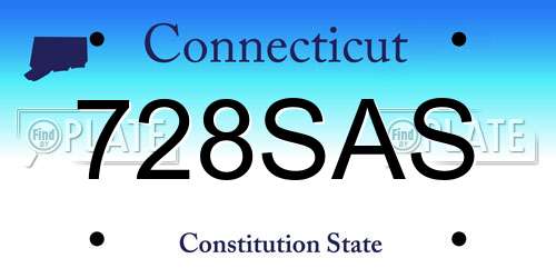 728SAS Connecticut License Plate