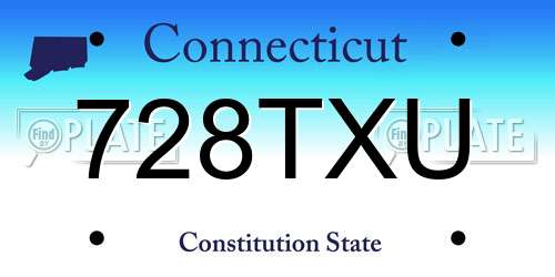 728TXU Connecticut License Plate