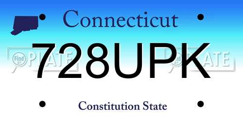 728UPK Connecticut License Plate