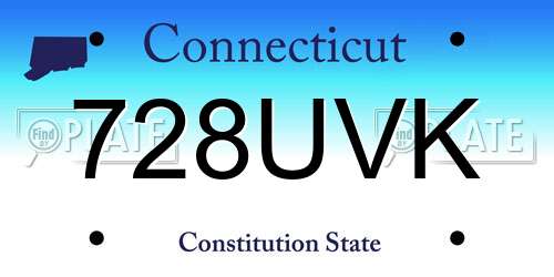 728UVK Connecticut License Plate