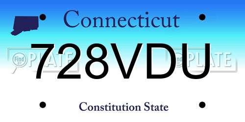 728VDU Connecticut License Plate