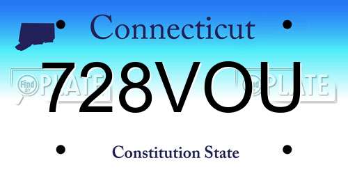 728VOU Connecticut License Plate