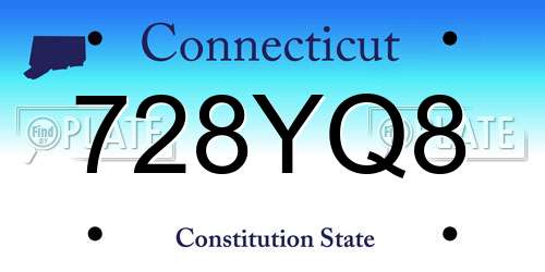 728YQ8 Connecticut License Plate