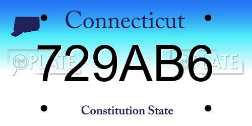 729AB6 Connecticut License Plate