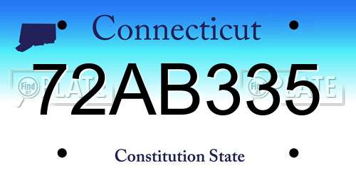 72AB335 Connecticut License Plate