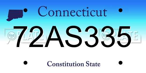 72AS335 Connecticut License Plate