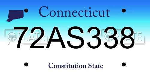 72AS338 Connecticut License Plate