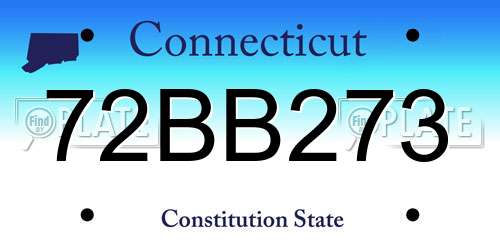 72BB273 Connecticut License Plate