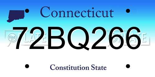 72BQ266 Connecticut License Plate