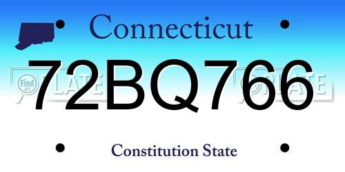 72BQ766 Connecticut License Plate