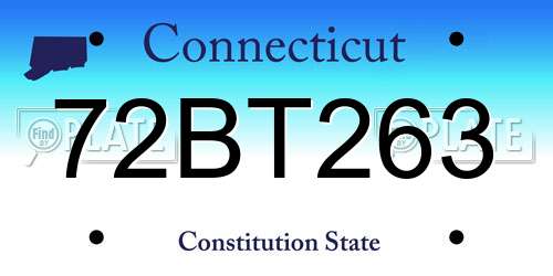 72BT263 Connecticut License Plate