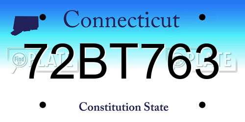 72BT763 Connecticut License Plate