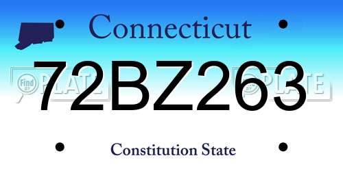 72BZ263 Connecticut License Plate