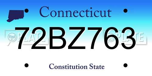 72BZ763 Connecticut License Plate