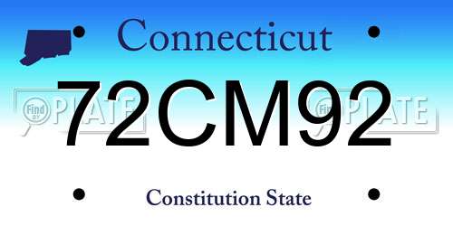 72CM92 Connecticut License Plate