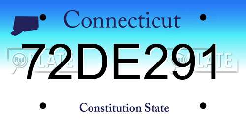 72DE291 Connecticut License Plate