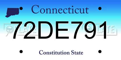 72DE791 Connecticut License Plate