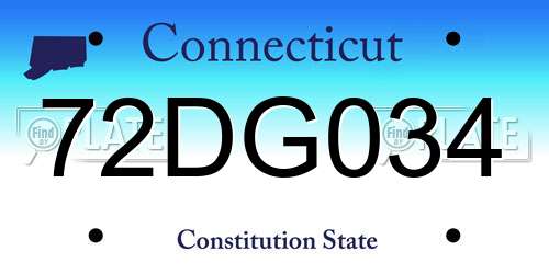 72DG034 Connecticut License Plate