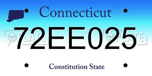 72EE025 Connecticut License Plate