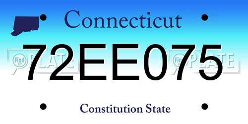 72EE075 Connecticut License Plate