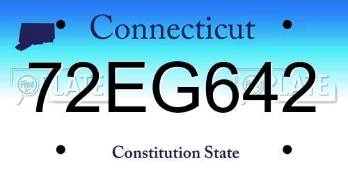72EG642 Connecticut License Plate