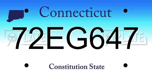 72EG647 Connecticut License Plate