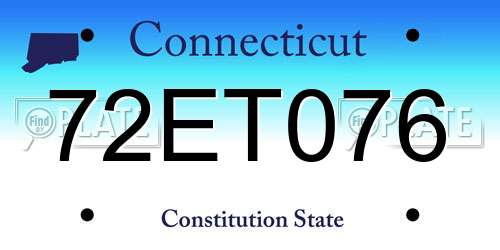72ET076 Connecticut License Plate