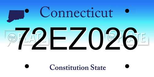 72EZ026 Connecticut License Plate