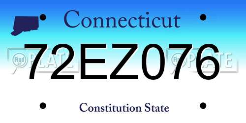 72EZ076 Connecticut License Plate