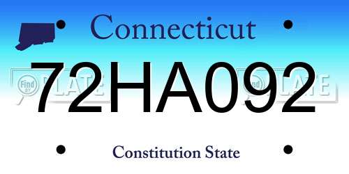 72HA092 Connecticut License Plate