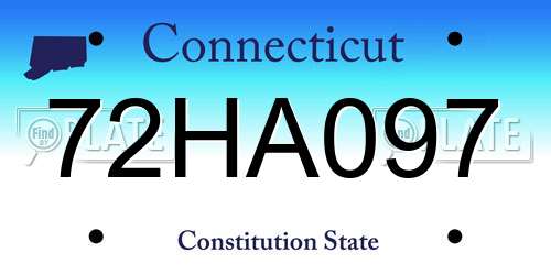 72HA097 Connecticut License Plate