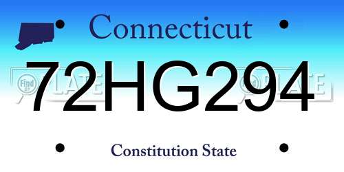 72HG294 Connecticut License Plate