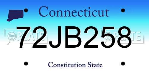 72JB258 Connecticut License Plate