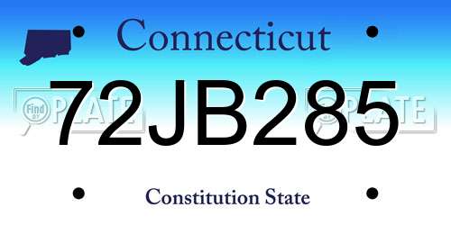 72JB285 Connecticut License Plate