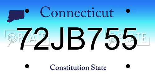72JB755 Connecticut License Plate