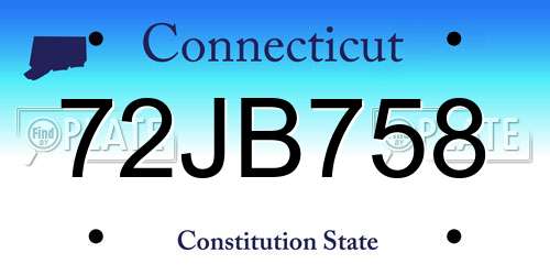 72JB758 Connecticut License Plate